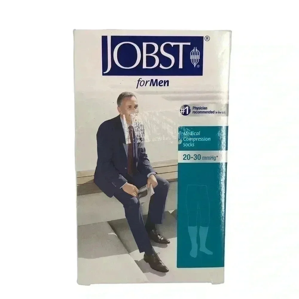 JOBST MENS MEDIUM COMPRESSION DRESS SOCKS CLOSED TOE BLACK NIB 20-30MMHG TRAVEL